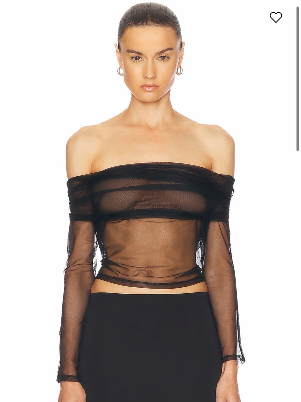 Kiki de Montparnasse Off-Shoulder Black Tulle Sheer Mesh Blouse